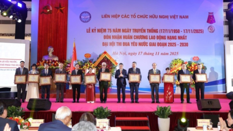 Hội đồng Hòa bình và Phát triển Việt Nam được khen thưởng tại Lễ kỷ niệm 75 năm Liên hiệp các tổ chức hữu nghị Việt Nam