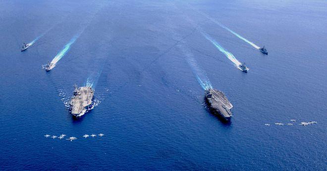 Hai nhóm tác chiến tàu sân bay Mỹ tập trận ở Biển Đông hồi tháng 7.2020 /// Hải quân Mỹ