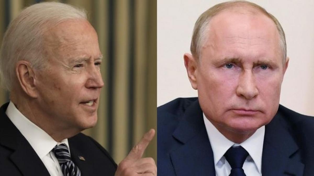 Chân dung Tổng thống Mỹ Biden và Tổng thống Nga Putin. Ảnh: Bloomberg.