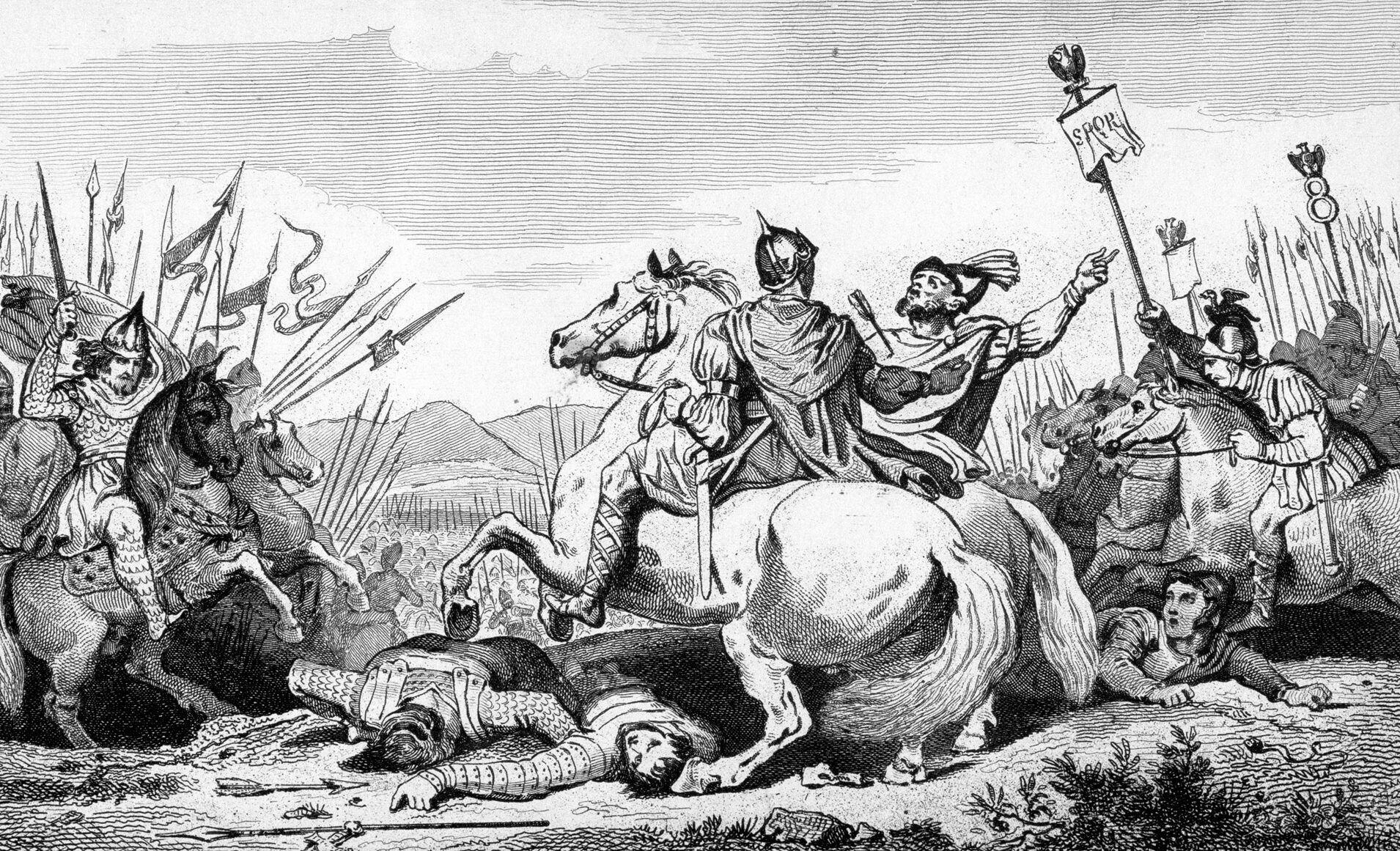 Khoảnh khắc vua Theodoric của xứ Visigoth tử vong trên chiến trường.