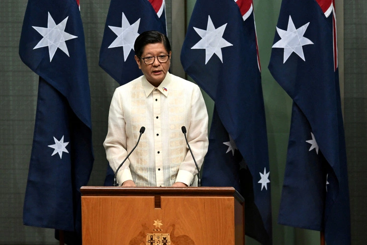 Tổng thống Philippines Ferdinand Marcos Jr phát biểu tại Úc - Ảnh: REUTERS