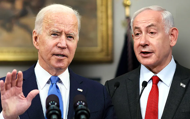 Tổng thống Mỹ Joe Biden (trái) và Thủ tướng Israel Benjamin Netanyahu