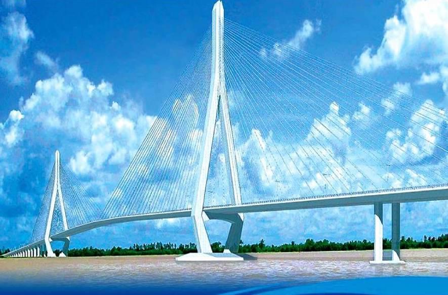 Cầu Cần Thơ nằm trên tuyến Quốc lộ 1, nối Cần Thơ và Vĩnh Long. Ảnh: MeeyMap.